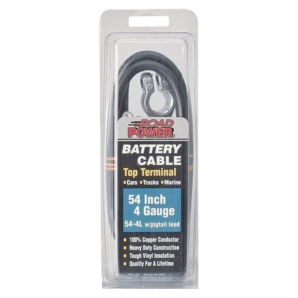 Cci Maximum Energy Battery Cable with Lead Wire, 4 AWG Wire, Black Sheath 54-4L